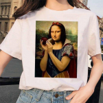 Mona Lisa T-s&auml;rk Hip Hop 90S vabaaja l&uuml;hikeste varrukatega T-s&auml;rk Riided T&auml;navar&otilde;ivad Harajuku stiil T S valge
