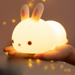 1 tk Creative Gift Bedside Pat Silicone Light LED Rabbit Night Light Bunny