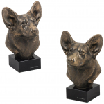 Pembroke Welsh Corgi - Dog statue, bust on stone base, sculpture, trophy for dog show by Art-Dog brand
