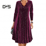 Naiste kleit, lilleline serv, kaelus, pikk varrukas, joon, avara litriga, pehme pullover, p&otilde;lvepikkusega t&ouml;&ouml;lk&auml;imise peokleit ballile. L punane