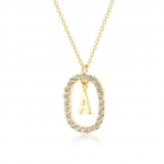 925 h&otilde;bedane kuldne l&auml;bipaistev tsirkoon Cz t&auml;hestik 26 t&auml;hega A&ndash;Z ripatsiga pika ketiga kaelakee naiste esialgne kaelakee