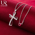 925 Sterling Silver Cross AAA tsirkoonist ripatsiga kaelakee Moodsad pulmaehted O-45CM