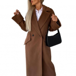 Naine s&uuml;gistalvine mantel &uuml;hev&auml;rviline lahtine kaherealine sirge pikkade varrukatega paks tuulekindel keskmise pikkusega rev&auml;&auml;r OL pendelreisiga mantel S kohv