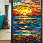 Peitsitud v&auml;rvilised troopilised taimed lilled ookeani p&auml;ikeset&otilde;usu aknaklaasid staatilised kleebised eemaldatav PVC dekoratiivkile kodukontori jaoks 45x100cm