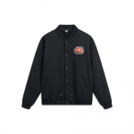 Li Ning Badfive Ameerika Vintage Tr&uuml;kitud T&auml;ht Fliis Baseballi Kraega Jakk Meeste Jakk Must AJDU007-3 S