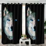 Loomade Hundih&otilde;imu Totem Varjutuskardinad Mustvalged Hundikardinad 2 paneeli Lastetuba Elutuba Magamistuba R&otilde;du &Otilde;ppetuba Dekoratsioon 50W130H(CM)x2&Grommet Top white