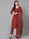 Bollywoodi tuunika Kurta Pant Dupatta komplekt India naiste disainer Salwari &uuml;likond Kurti kleit S punane