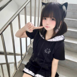 Y2k Kawaii magusad T-s&auml;rgid Naiste Jaapani stiilis Harajuku lapitehnika Disain Kassimustriga lahtised T-s&auml;rgid Topid Pehmed T&uuml;drukute Suvi S must