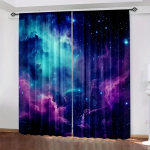 3D 2 tk Galaxy s&auml;ravad t&auml;hed kardinad, tunneliga kosmos t&auml;histaevas t&auml;heprindiga kardinad, aknaeesriided elutuppa kitc W65X60H(cm)X2Pcs&Grommet Top