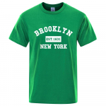 Brooklyn Est. 1631 New York Kirjatr&uuml;kiga T-s&auml;rk Meeste vabaaja T-s&auml;rgid Suvised puuvillased topid Moodsad hingavad teer&otilde;ivad S pruun