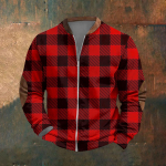 Meeste retro vabaaja spordir&otilde;ivad avatud lukuga dressipluusjakk XXXL punane