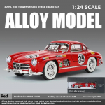 1/24 BENZ Kuvasuhetega Sulamiga Kaetud 300SL Sportauto Mudel Realistlike Heliefektidega, Laste ja T&auml;iskasvanute Kollektsioneeritavad M&auml;nguasjad punane
