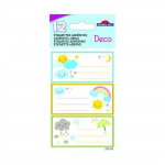 12 &eacute;tiquettes adh&eacute;sives scolaires - Rectangle - M&eacute;t&eacute;o - Dorures