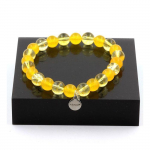 Pierres et Min&eacute;raux. Bracelet Perles Citrine + Agate jaune 8 mm. Fabriqu&eacute; en France.