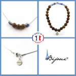Parure bijoux - A Bijoux - Jaspe bleu d'Afrique - Perles bois 8 mm - Taille personnalisable - Mixte
