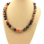 Pierres et Min&eacute;raux. Collier perles Pietersite des USA + Agate de R&ecirc;ve 8 mm. Chaine en Collier femmes, hommes. Taille personnalisab