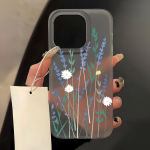 Mobiiltelefoni&uuml;mbrised iPhone 11 13 15 Pro Max 12 14 Pro Max &uuml;mbrisele iPhone 16 15 Plus 13 Pro 12 j&auml;&auml;tunud tekstuuriga maalitud koomiksililled iPhone 11 valge