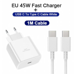 PD 45W USB C laadija kiirlaadimine Samsung Galaxy S25 S24 S23 S22 Ultra A55 A56 originaal mobiiltelefoni C-t&uuml;&uuml;pi laadimiskaabli telefoniadapteri jaoks EU valge