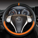 for Nissan March Micra K10 K11 K12 K13 K14 PU Leather Car Steering Wheel Cover Fast Shipping Auto Accessories O Shape Orange
