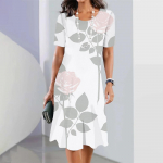 Kleit Mood Naine Suvi Valge Tr&uuml;kiga O-kaelusega L&uuml;hikeste varrukatega Suvekleidid Vabaaja Vestidos Lahtine Maksikleit Elegantne Naistele L