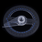 Kaasaskantav 10 cm l&auml;bim&otilde;&otilde;duga plastmassist 360-kraadise osutiga joonlaud