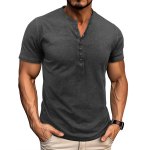 Meeste l&uuml;hikeste varrukatega Henley s&auml;rgid Suvine n&ouml;&ouml;biga T-s&auml;rgid Casual Basic Tee Soild T-s&auml;rgid Pehmed Mugavad topid Klassikaline sportlik Fit T-s&auml;rk meestele L tumehall v&auml;rv