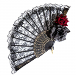 Lolita gooti lehvik Victorian naiste pitsiga k&auml;sitsi lehvik Vintage must valge punane roos bambusest lehvikud Cosplay Halloweeni peotarbed as pictures
