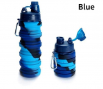 500ml Fitness Sports Veepudel Silikoonist Kokkupandav Joogitops V&auml;lisreisiks Ronimine Jalgrattapudel Kamuflaaživeekeetja Uus 500ml sinine