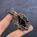 Natural Banded Agate Gemstone Copper Eire Wrap Jewelry Pendant 2.76 n2p96