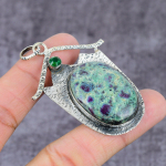 Ruby in Fuchsite, Diopside Ethnic 925 Silver Gift Pendant 2.27 O7R60