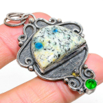 K2 Blue Azurite,Diopside 925 Sterling Silver Jewelry Pendant 2.40 i8f27