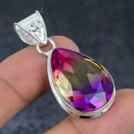 Bi-Color Tourmaline Handmade 925 Sterling Silver Jewelry Pendant 1.81 k4o59