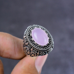 Rose Quartz Handmade 925 Sterling Silver Jewelry Ring Size 11 Gift For Her u0o82
