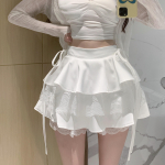 Ruffle miniseelik naiste suvemood &otilde;huke k&otilde;rge v&ouml;&ouml;kohaga side pits l&uuml;hikesed p&uuml;ksid seelikud t&uuml;drukud armsad magusad lolita stiilis riided Y2k S