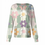 Naiste pikkade varrukatega mustriga tasku t&ouml;&ouml;tav p&uuml;stkrae &Uuml;herealine kaitsekombinesoon kardigan jakk top S