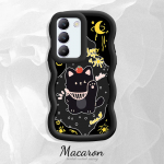 V&auml;rvitud muster Big Wave Edge pehme silikoon materjal Macaron telefoni &uuml;mbris p&otilde;rutuskindel kaitsev kummist korpus OnePlus Vivo Motorola Moto jaoks Vivo Y36 5G must