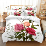 Roosa roosi tekikott Romantiline teemaline valentinip&auml;eva emadep&auml;eva voodipesukomplekt Queen King Size pol&uuml;estrist tekikate EU single(135x200cm)