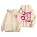 Naiste t&otilde;mblukuga kapuutsid teismeliste t&uuml;drukute lillede tr&uuml;kiga dressipluus Riietus vabaaja n&ouml;&ouml;riga jakk taskutega L