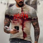 Halloween printed men's round-neck cotton-like short-sleeved top T-shirt XXL