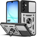 Coque de Protection - BOOLING - Samsung Galaxy A17 4G/5G - Antichoc avec Anneau Rigide - Argent&eacute;