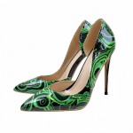 Moodsad rohelise mustriga lakknahast k&otilde;rged kontsad, mitmek&uuml;lgsed naiste kingad kleitide ja seelikute jaoks 33