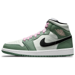 Air Jordan 1 Mid SE Hollandi rohelised naiste tossud, mustad, vaevu-rohelised, arktiline-roosa CZ0774-300 42