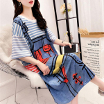 Naiste T-s&auml;rk Kleit Plus Size Pikk Kleit Cartoon Home Nightdress 4XL sinine