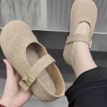 Moodsad linased slip-on naiste korterkingad Mugavad Hingavad Pehmed Bot &Uuml;mar varvas &Uuml;ks rihm Laisad kingad Kevad Suvi Dropshipping 35 aprikoosi