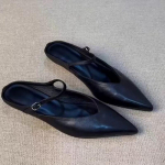 Uue stiili elegantsed nahast sandaalid, varbaid katvad muulad, sussid, moodsad madalad slip-on klipid, kingad, mugavad naiste jalatsid 35 must
