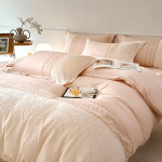 Kevadine luksus 100% puuvillast 4-osaline voodikomplekt: Tikandiga tekikott, lina ja voodilina 1.5m Bed Sheet Set - Duvet 200*231CM