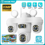 OKAM PRO WIFI Turvakaamera HD 20MP 4-objektiiviga Prožektor V&auml;likaamera Kahesuunaline Intercom Liikumise J&auml;lgimine IP66 Veekindel IP CCTV Four Lens