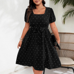 Suures suuruses naiste elegantne vintage t&auml;piline v&ouml;&ouml;rihm ruudukujulise kaelusega kiikkleit 4XL punane