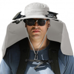 P&auml;ikeseenergiaventilaatoriga m&uuml;ts kaelakaitsega, USB-laetav, UV-kaitsega, kahekordne jahutusventilaator, kalastajam&uuml;ts, kokkupandav, meestele, naistele, kalastajatele, matkamiseks, Mou