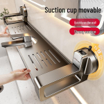 Seinale paigaldatav puurimiseta vannitoa hoiuriiul iminapaga peegli ja valamukraani jaoks Faucet Shelf with Groove 50CM